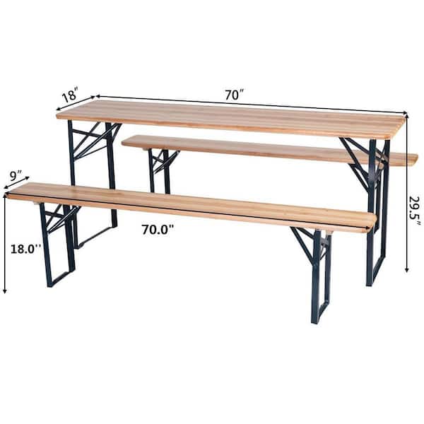 Black Wood Picnic Table with Extension