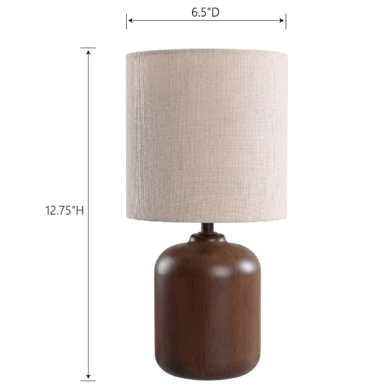Mainstays Mini Faux Wood Table Lamp with Shade 12.75