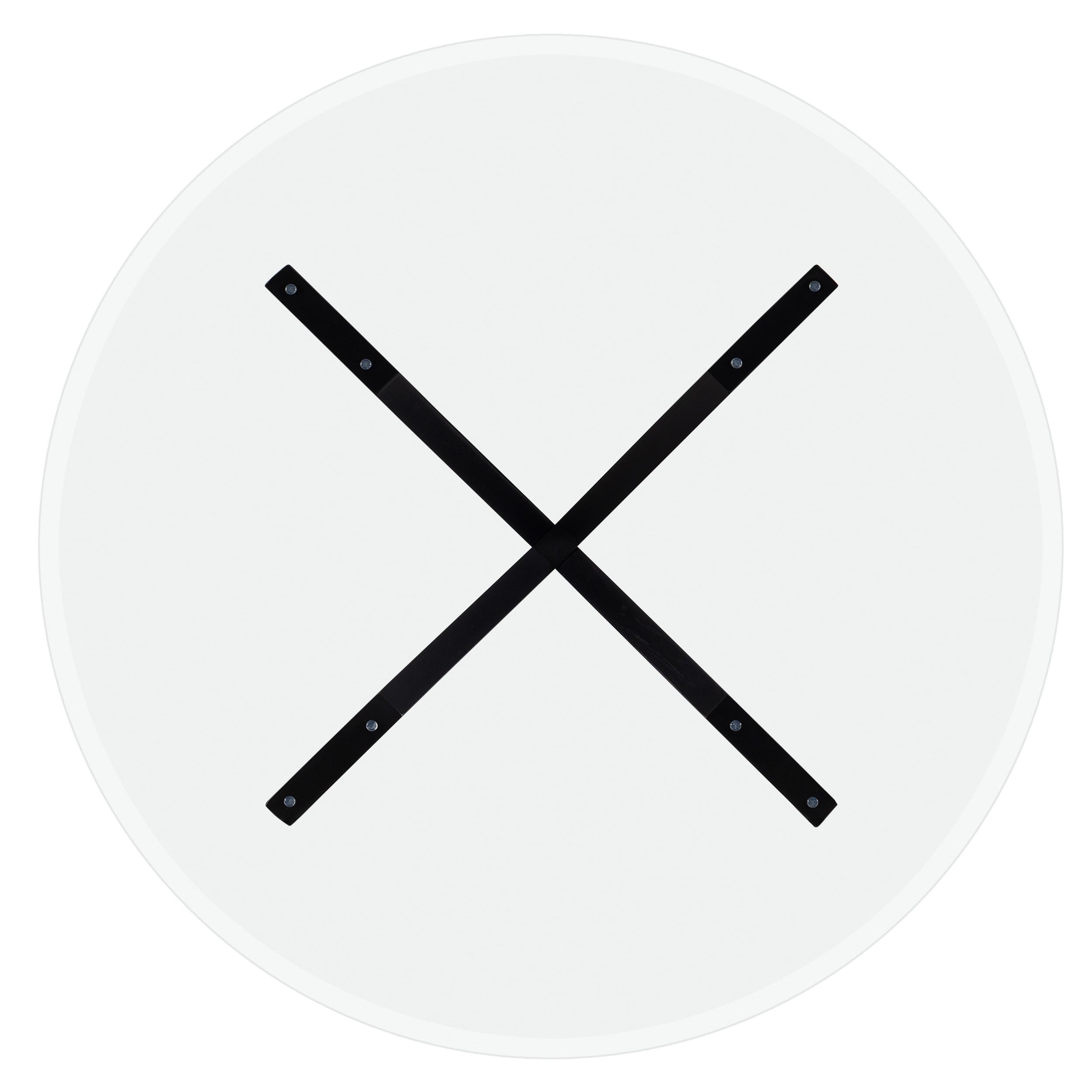 Powell Augusta Wood X-Base Dining Table with Glass Top, Black