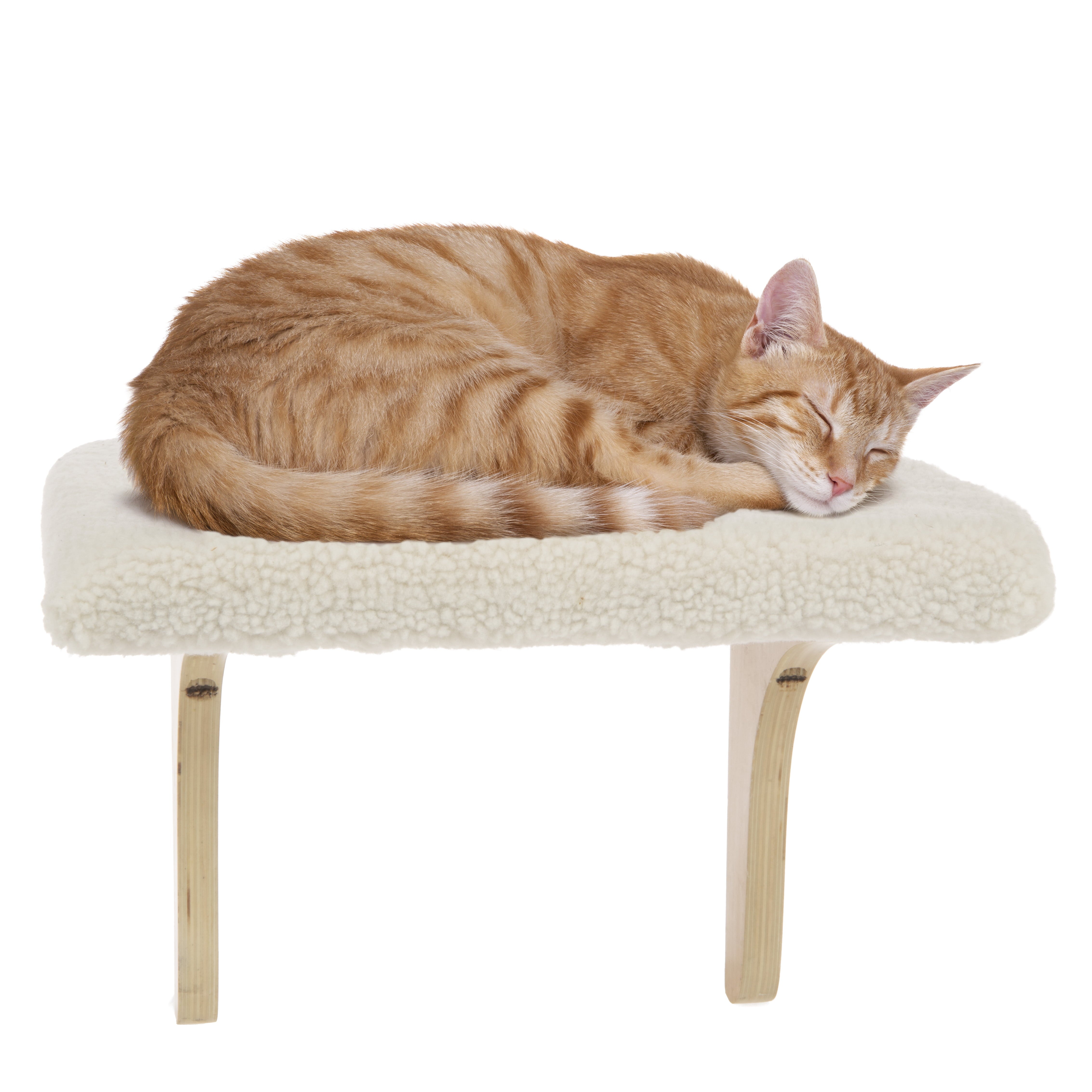 SmartyKat Paw Perch Padded Window Sill Mounted Mat Cat Perch & Plush Sherpa Cover, Cream