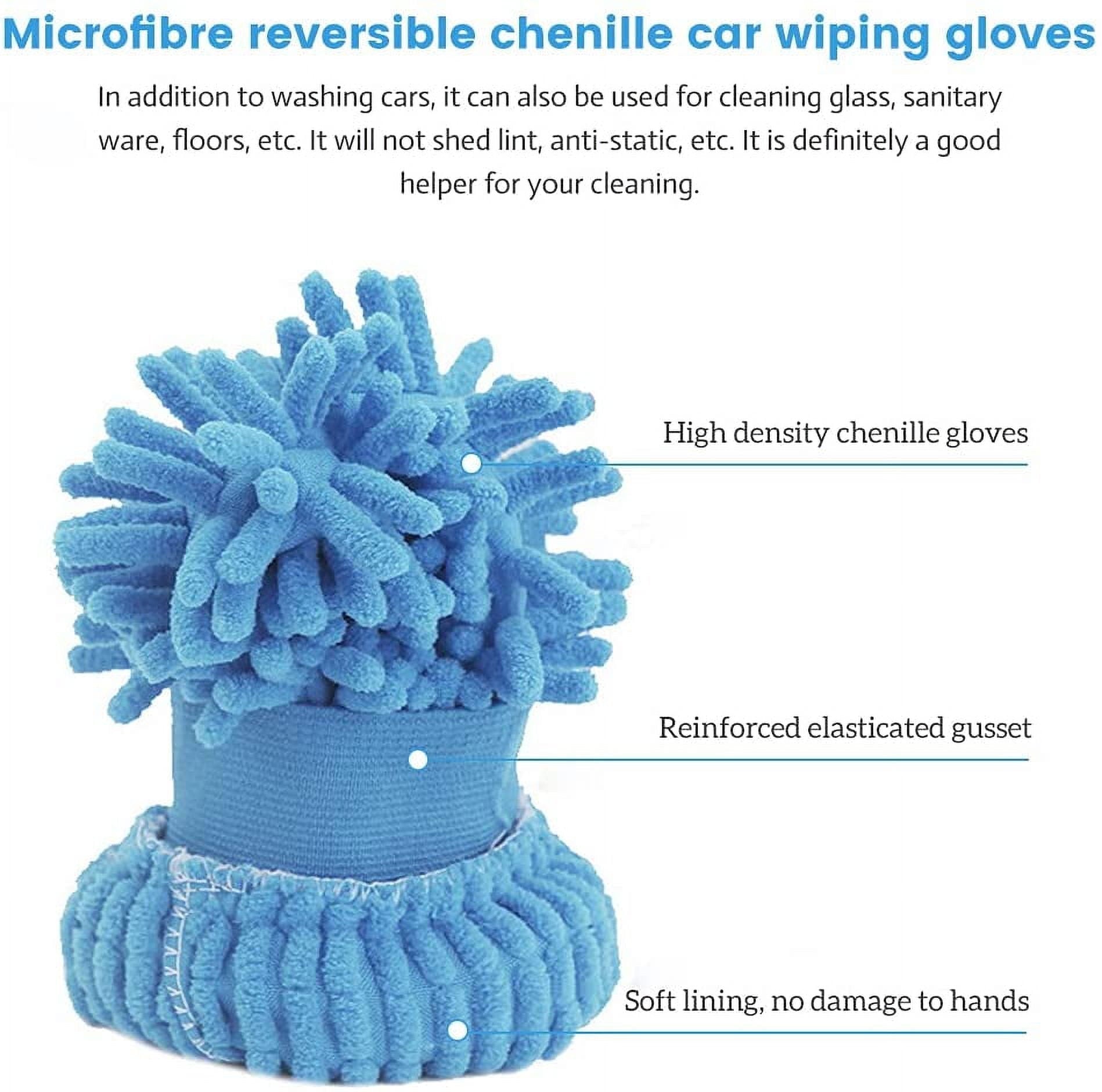 Casewin Car Wash Mitt – Scratch-Free Chenille Microfiber Washing Mitts, Dual Sided Cleaning Gloves for Dirt & Bugs - Premium Sponge Cloths for Cars, Trucks and Boats - 4Pack