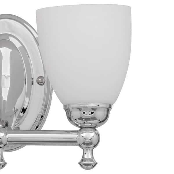 Solomone 13.4 in. 2-Light Polished Chrome Bathroom Vanity Light Fixture with Opal Glass Shades