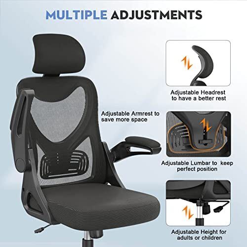 Office Chair - Ergonomic Desk Chair with Adjustable 2D Headrest & Lumbar & Ar...