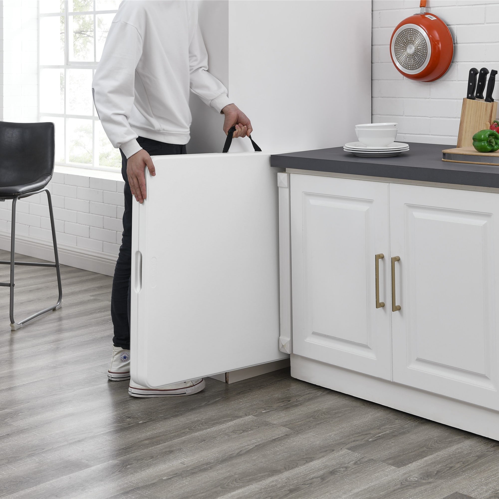 Mainstays 6 Foot Premium Fold-in-Half Table, White Granite