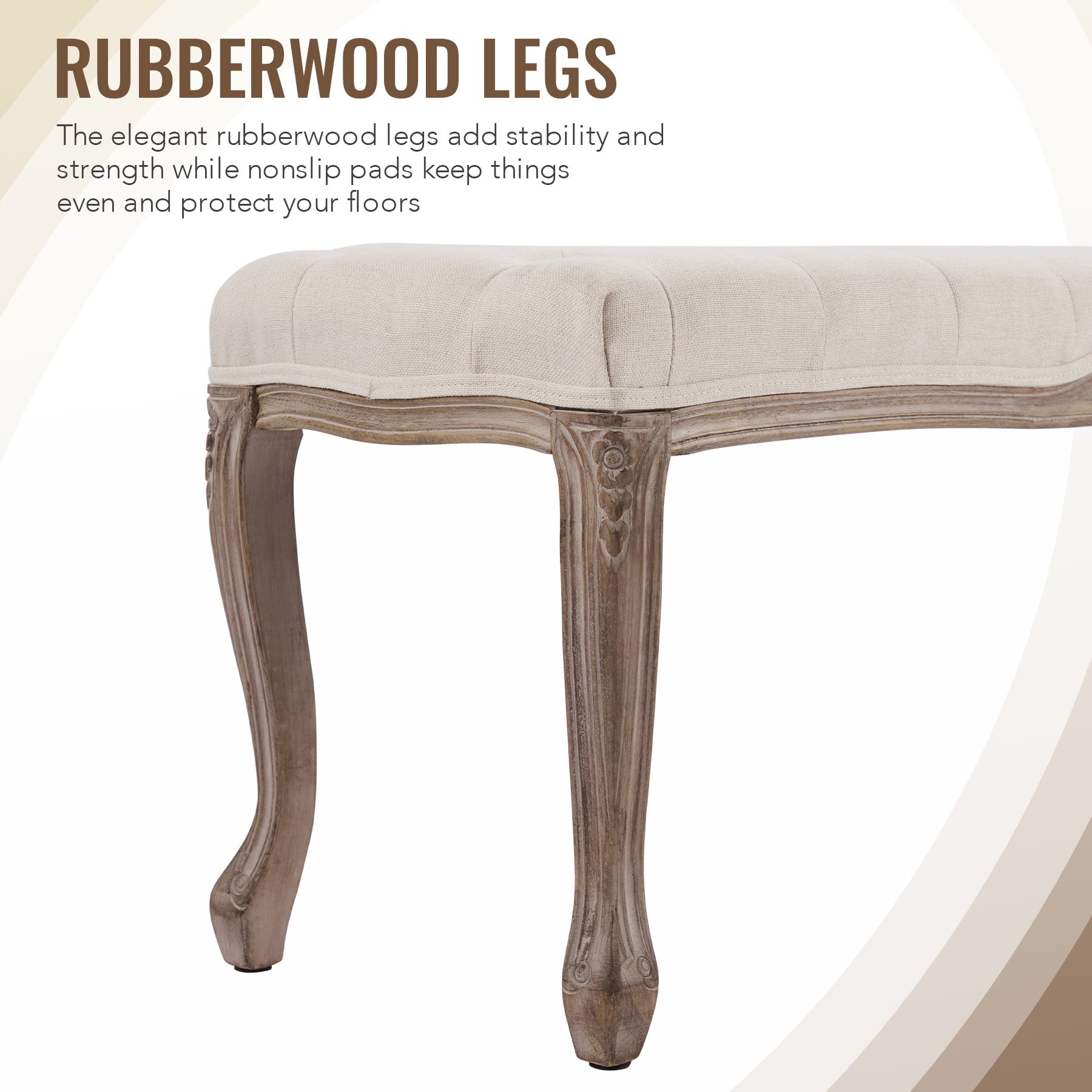 Upholstered Entryway Bench Piano Shoe Ottoman Bench with Fabric Cushion Cover