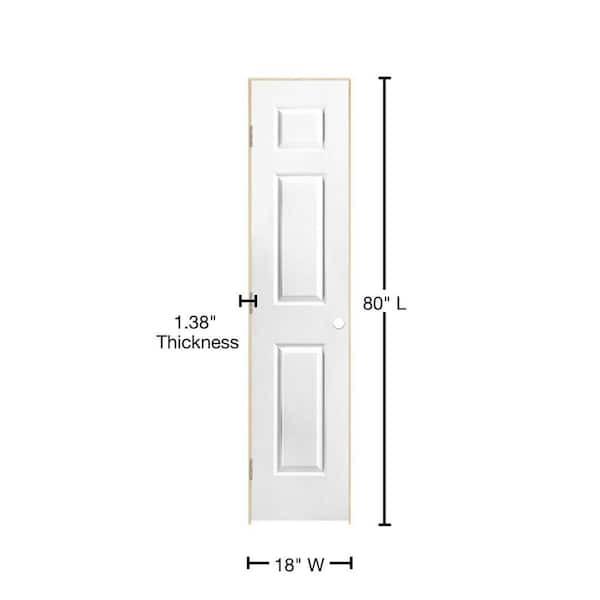 18 in. x 80 in. 6-Panel Left-Handed Hollow-Core White Primed Composite Single Prehung Interior Door