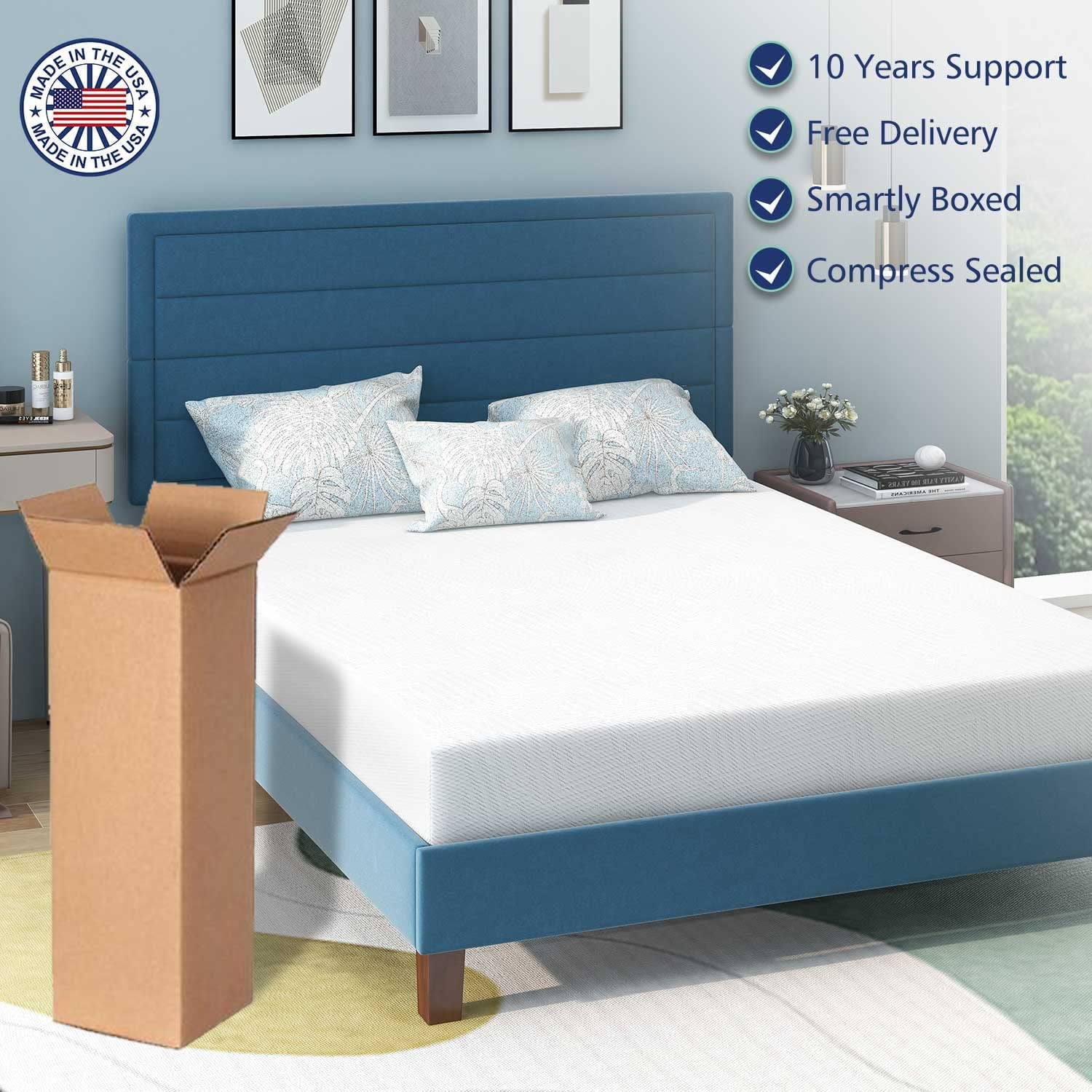 Twin Mattress - Memory Foam Mattress 5-Layer Comfort Supportive Medium-Firm Mattress in a Box with Breathable Cover, Made in USA, CertiPUR-US Certified for Single Bed Guest Room