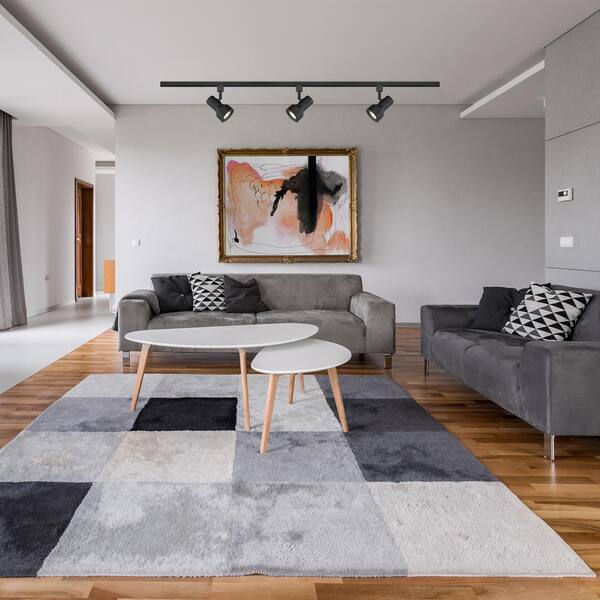 Medium 1-Light Solid Black Step Cylinder Integrated LED Track Lighting Head