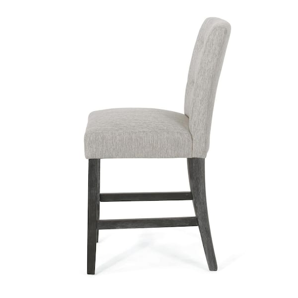 Darke 41.5 in. High Back Light Gray and Gray Button Tufted Wood Counter Stool (Set of 2) Extra Tall