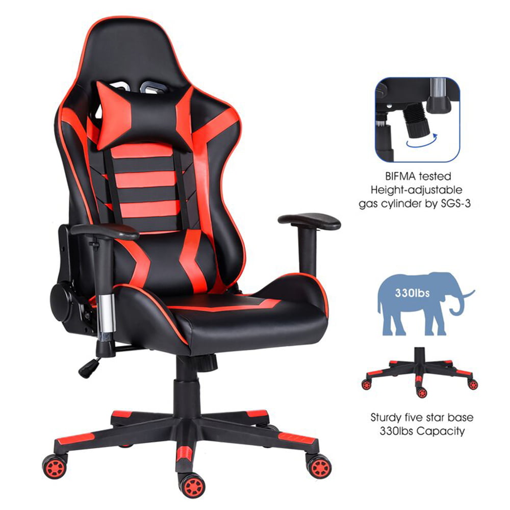 HomeZeer High Back Ergonomic PU Leather Gaming Chair Office Chair, Red