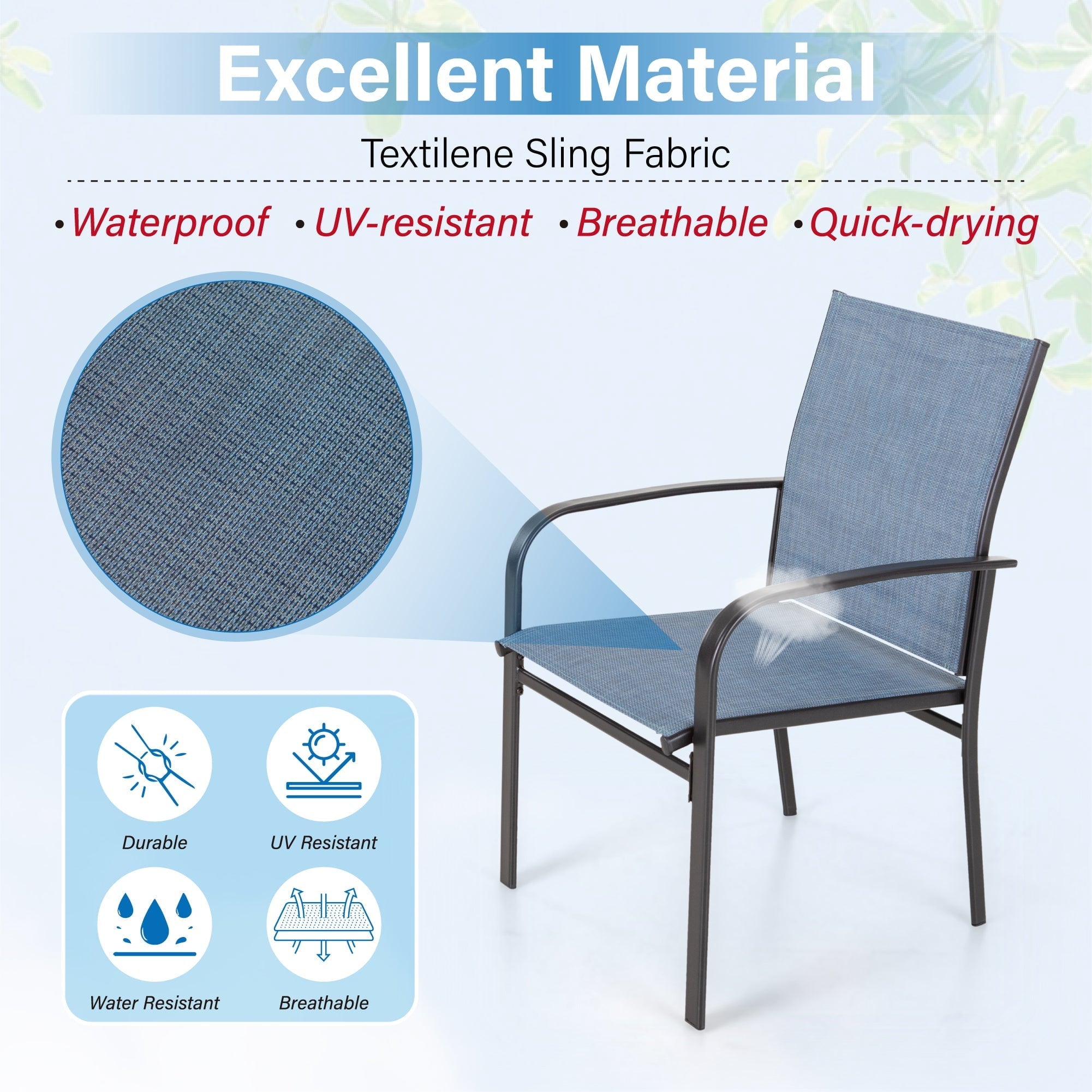 Sophia & William 9 Piece Patio Metal Dining Set Expandable Patio Dining Table and 8 Blue Textilene Chairs