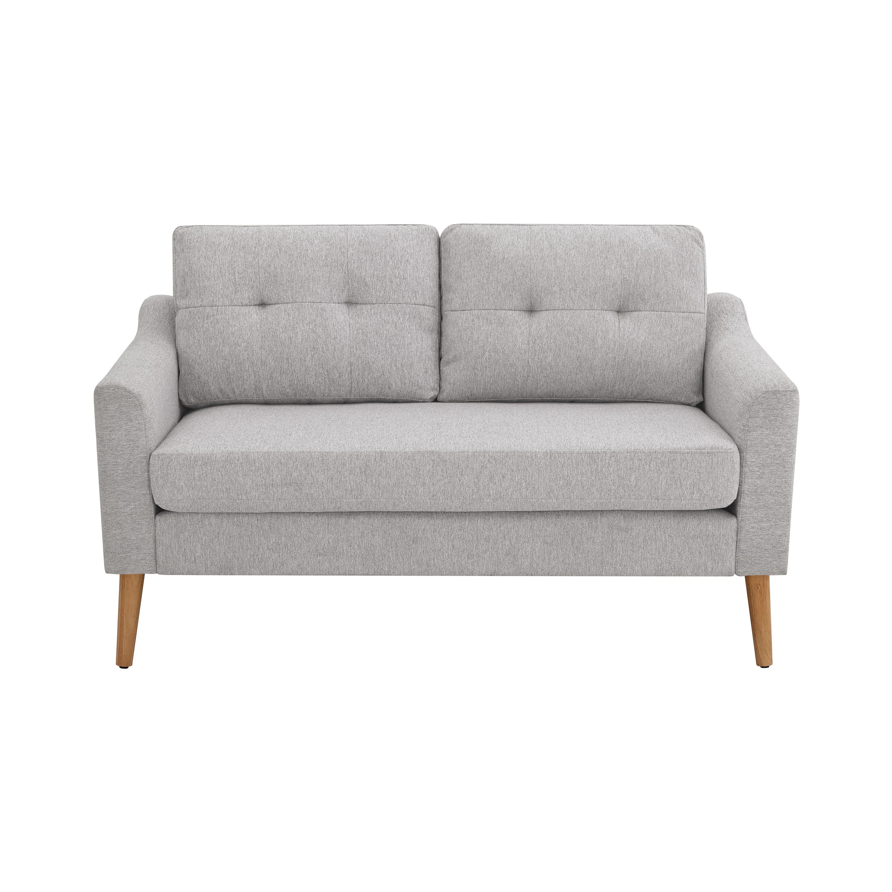 Serta Brighton Mid-Century Modern Style 2 Seater Loveseat with Ottoman, Light Grey Fabric