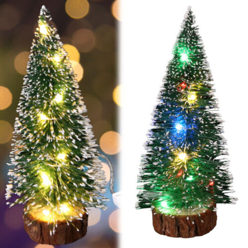 20/25cm Small Artificial Mini Christmas Tree With LED Lights Ornaments Tabletop