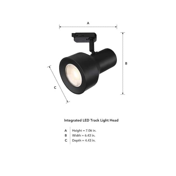Large 1-Light Solid Black Step Cylinder Integrated LED Track Lighting Head
