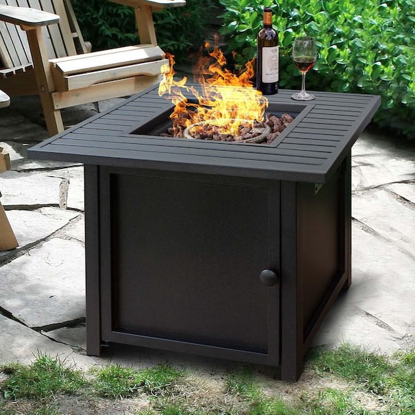 Upland Slat Top Metal 30 ft. Gas Fire Pit Table