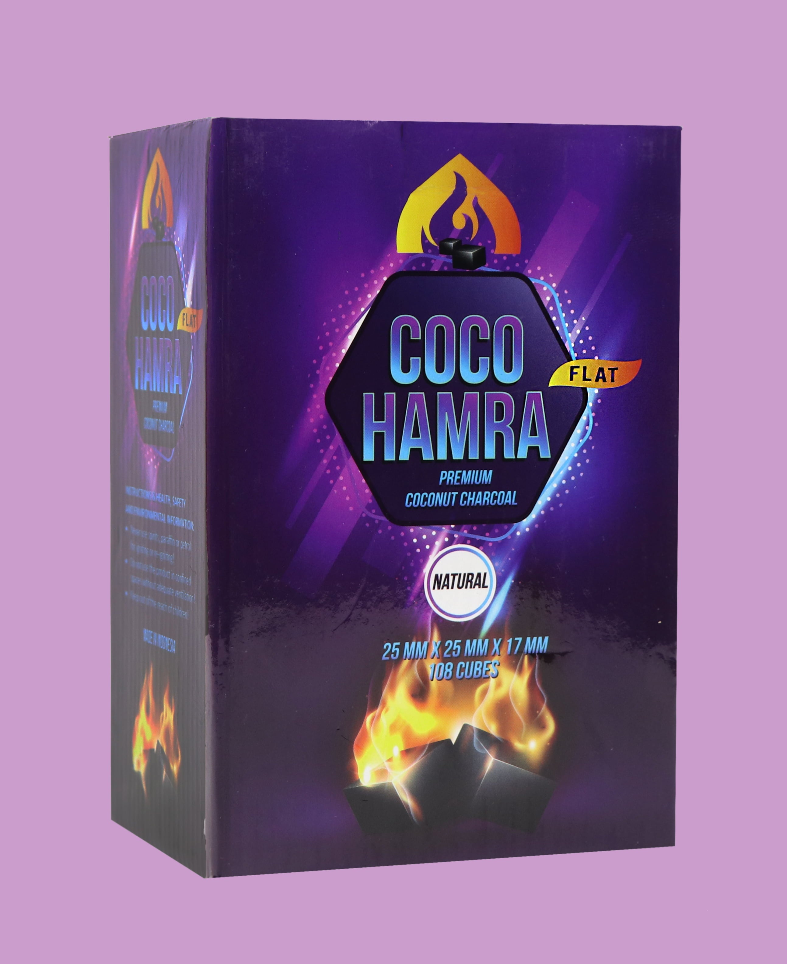 Coco Hamra* Natural Coconut Shell Charcoal Flat- 108pcs Coals (2.7lbs) - Made from Natural Coconut Incense Briquettes | Made in Indonesia | 25mm Charcoal Incense Flat | 1.12 KG