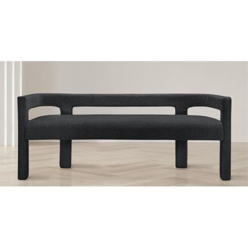 Meridian Furniture Athena Black Boucle Fabric Bench