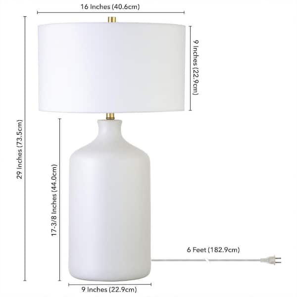 Sloane 29 in. Matte White/White Ceramic Table Lamp with Fabric Shade