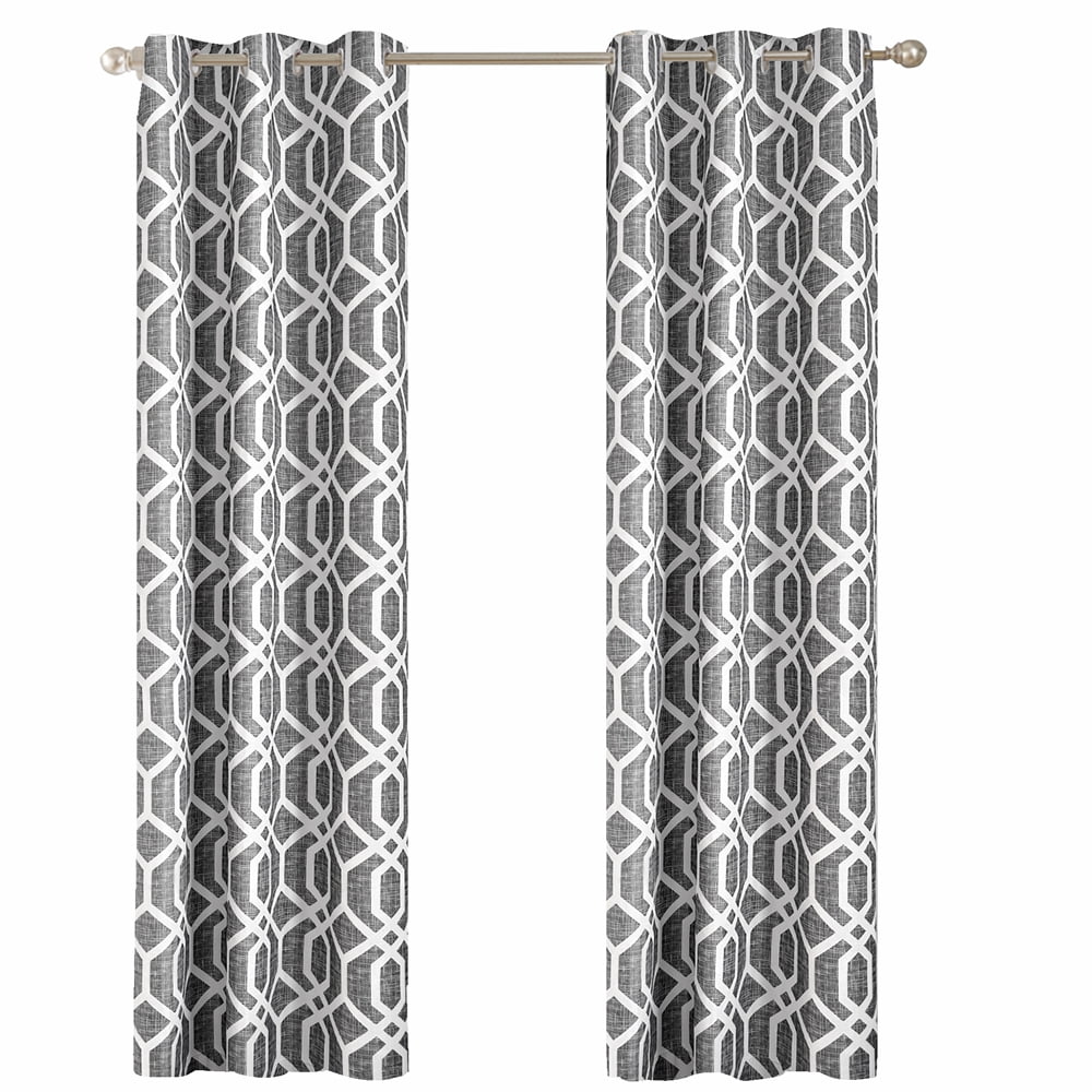 Mainstays Blackout Curtains, Set of 2, 37x84, Gray Geo