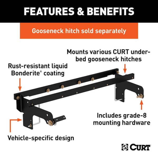 Under-Bed Gooseneck Install Brackets, Select Silverado, Sierra 1500, 2500, 3500