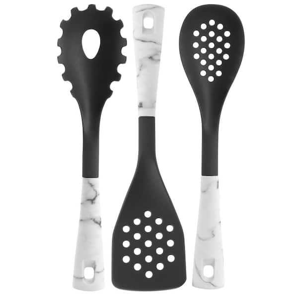 5-Piece Nylon Kitchen Tool Set in White Marble