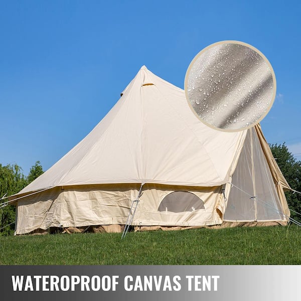 5-Person Waterproof Canvas Tent 9.8 ft.in Dia. 100% Cotton Canvas Bell Yurt Tent with Stove Jack in 4 Seasons