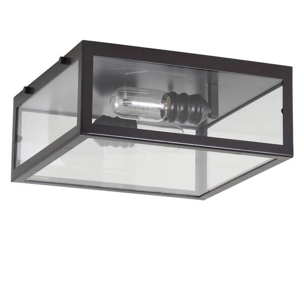 Grayson 12 in. Oil Rubbed Bronze/Clear Metal/Glass LED Flush Mount