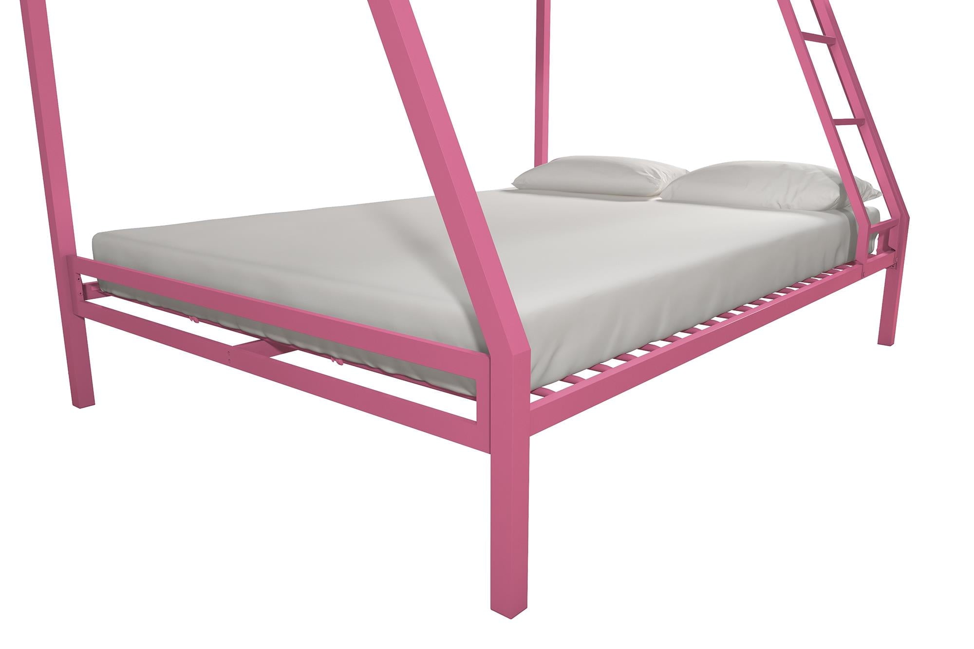 Mainstays Premium Twin over Full Metal Bunk Bed, Pink