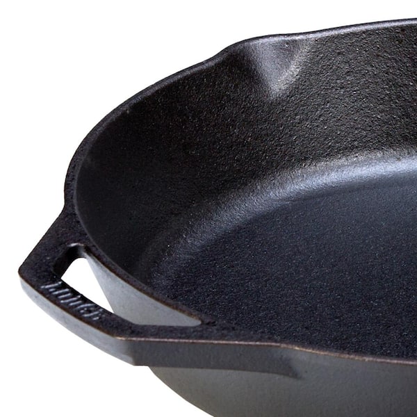 12 in. Cast Iron Skillet in Black with Pour Spout