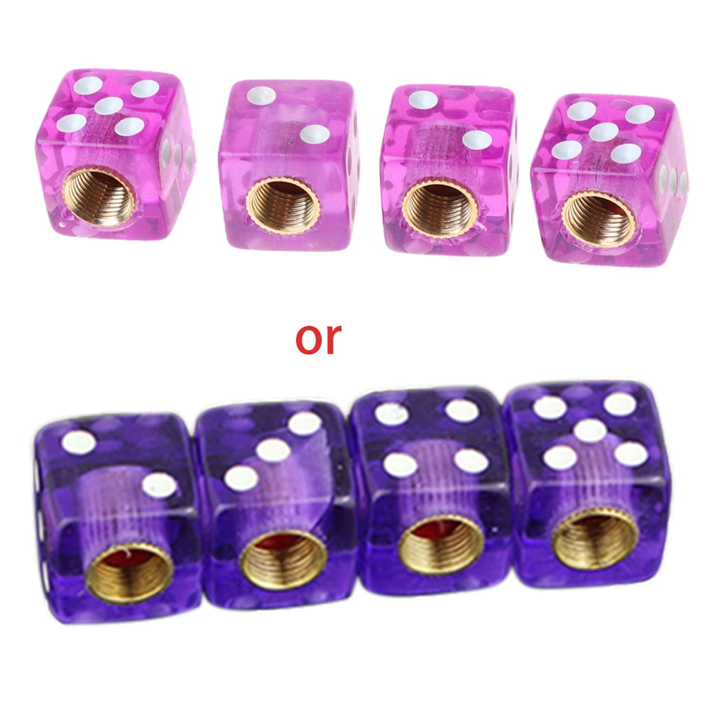 4pcs Dice Shape Car Truck Wheel Tire Air Valve Stem Cover Dust Cap