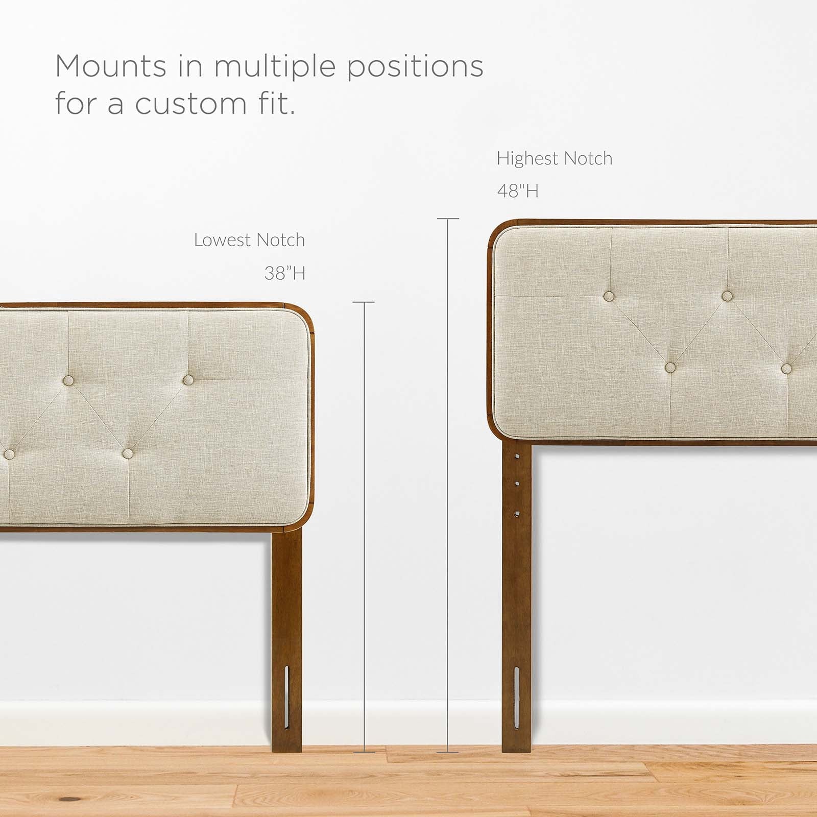 Modway Collins Tufted Full Fabric and Wood Headboard in Walnut Beige