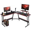 YRLLENSDAN  L Shaped Computer Desk, Corner Desk Gaming Table Computer Desk L Shaped Desks Gaming Desks with Large Desktop for Home Office, Black