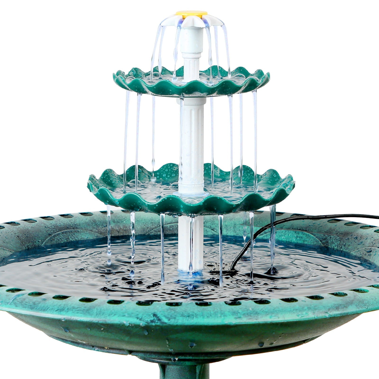 AISITIN 3 Tiered Bird Bath Fountain with 3.5W USB Water Fountain Pump, DIY Pond Pump Fountain Detachable and Suitable for Bird Bath, Garden Decoration, Outdoor Bird Feeder