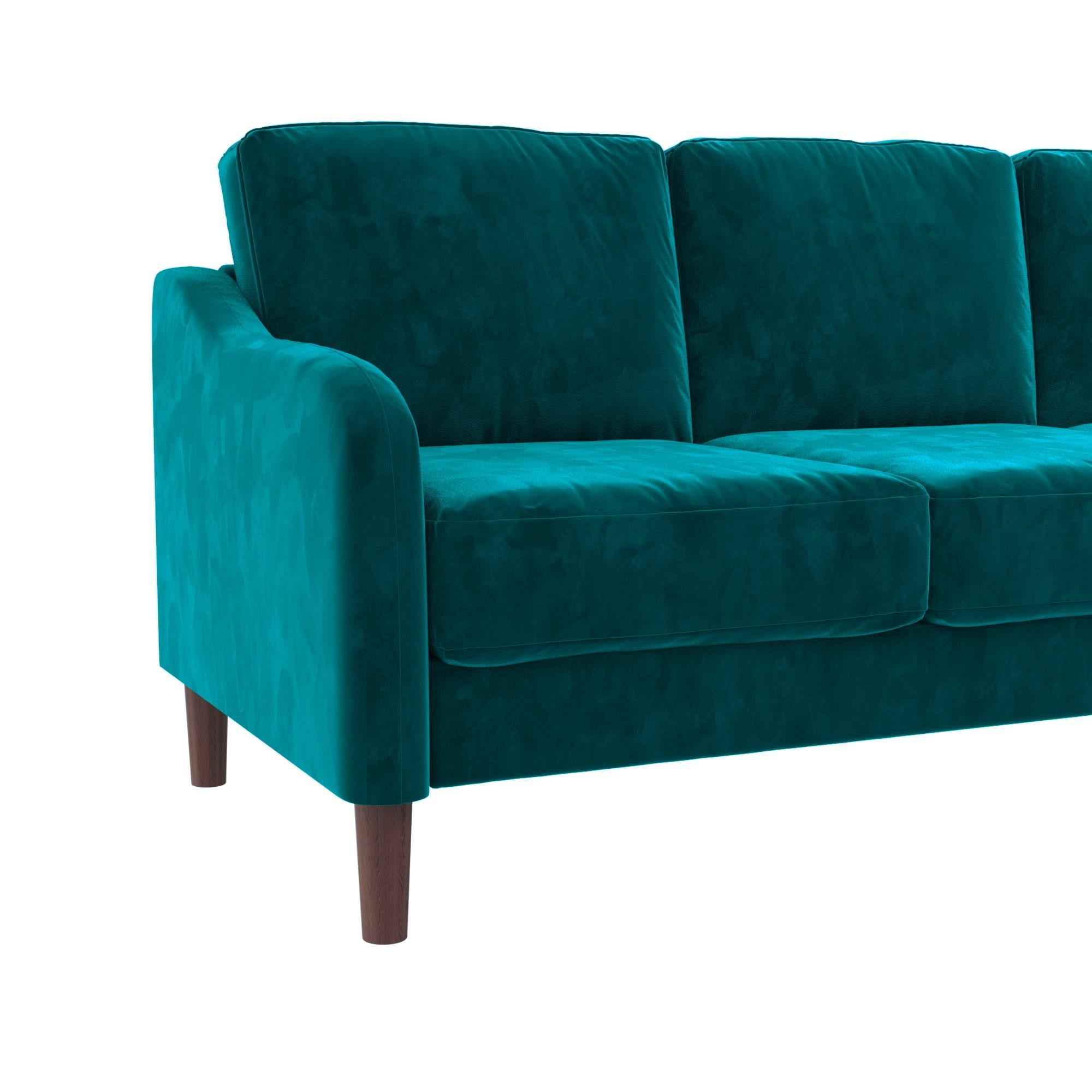 DHP Marbella 3-Seater Sofa Couch, Living Room Furniture, Green Velvet