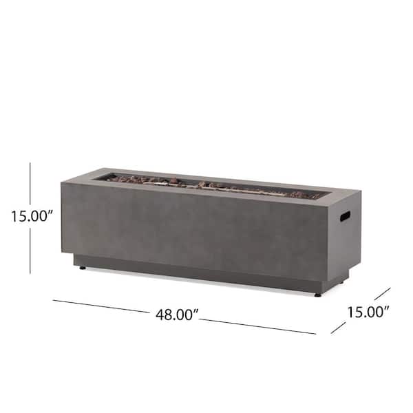 Reign Concrete Rectangular Metal Fire Pit (No Tank Holder)