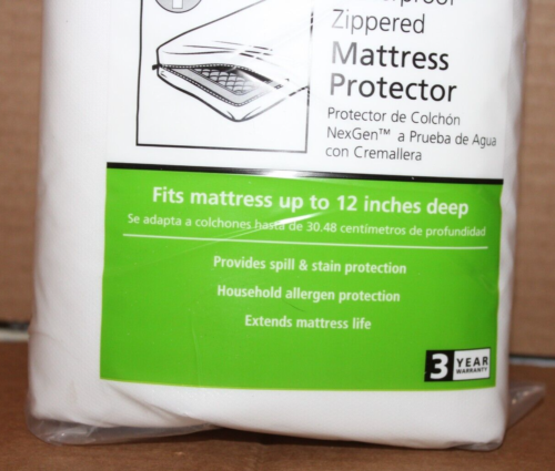 Mainstays Waterproof & Anti-Allergen Mattress Protector, NexGen, Queen Size– NEW