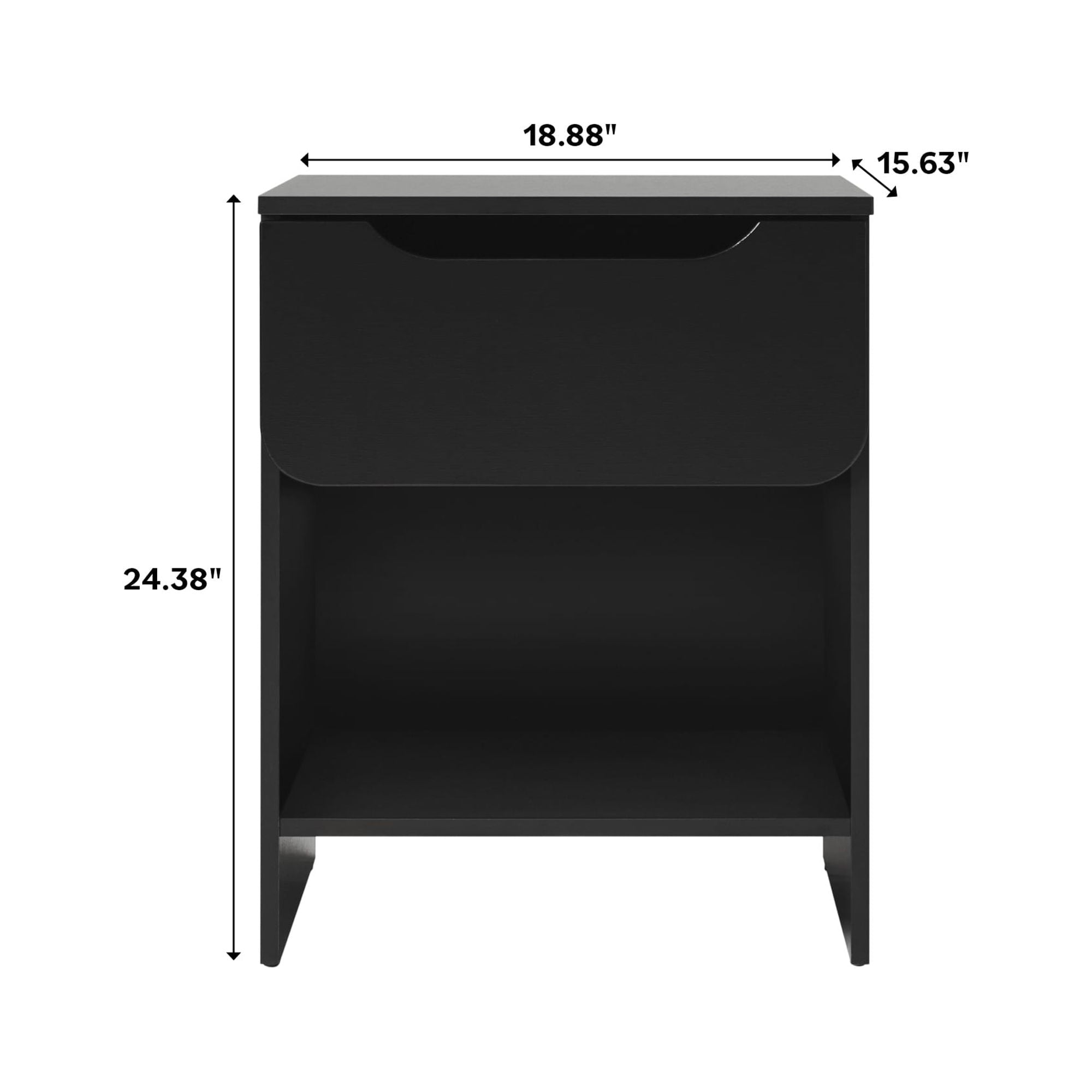 Walker Edison Modern Scandi 1-Drawer Nightstand, Black