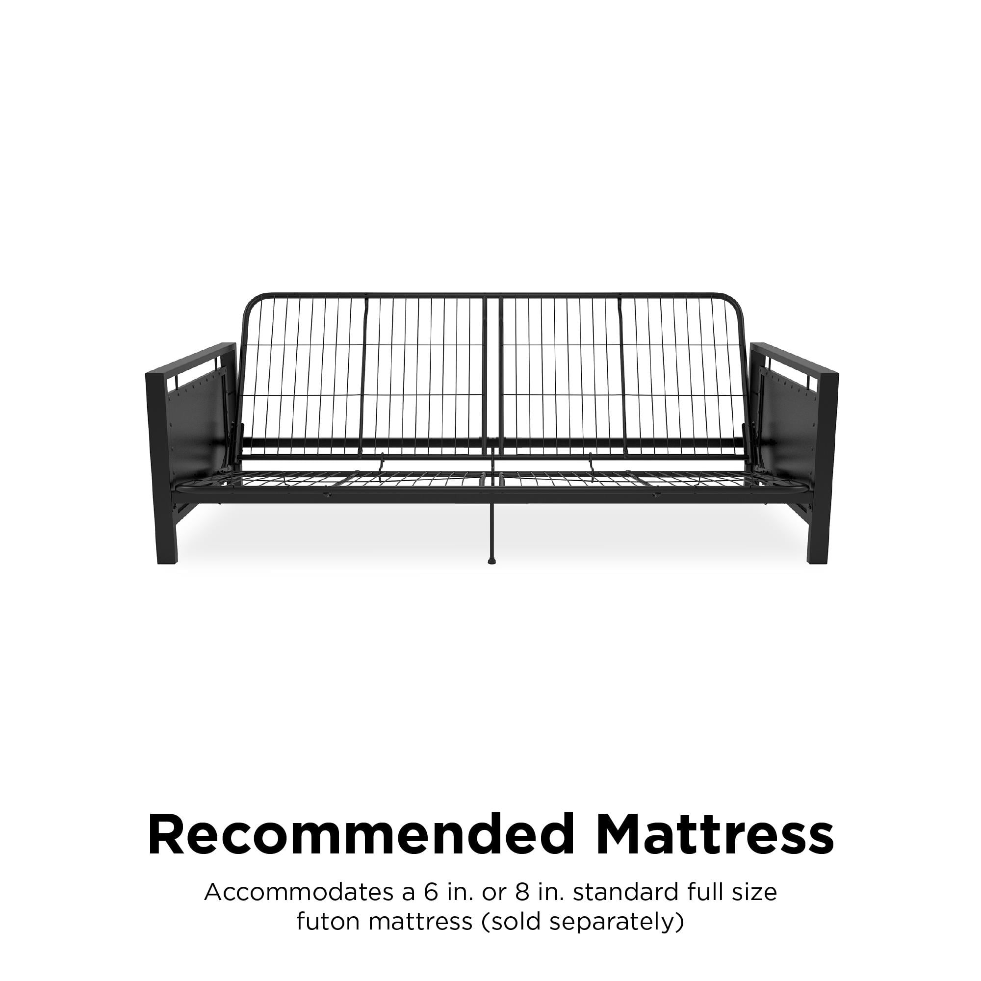 DHP Henley Metal Arm Futon Frame, Black Metal