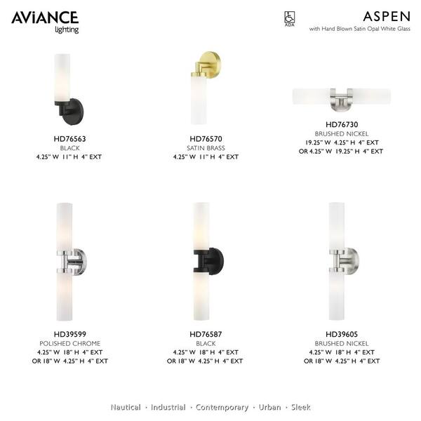 Aspen 2 Light Black ADA Vanity Sconce