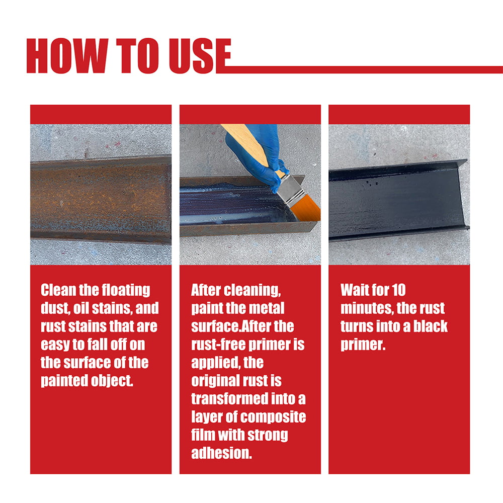 Rayhong Car Primer,Car Rust Remover, Metal Rust Remover Metallic Paint Rainproof, sunscreen and waterproof 100g