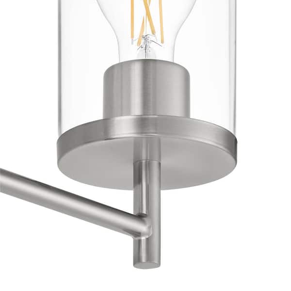 Kinglet 20 in. 3-Light Brushed Nickel Vanity Light, Towel Bar, Towel Ring Paper Holder and Towel Hook Bath Set (5-Piece)