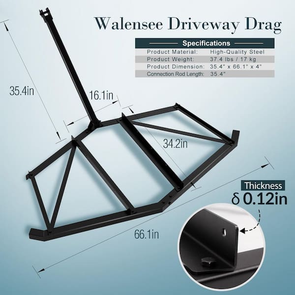 66 in. Heavy Duty Steel Driveway Drag for ATV, UTV, Garden Lawn Tractors