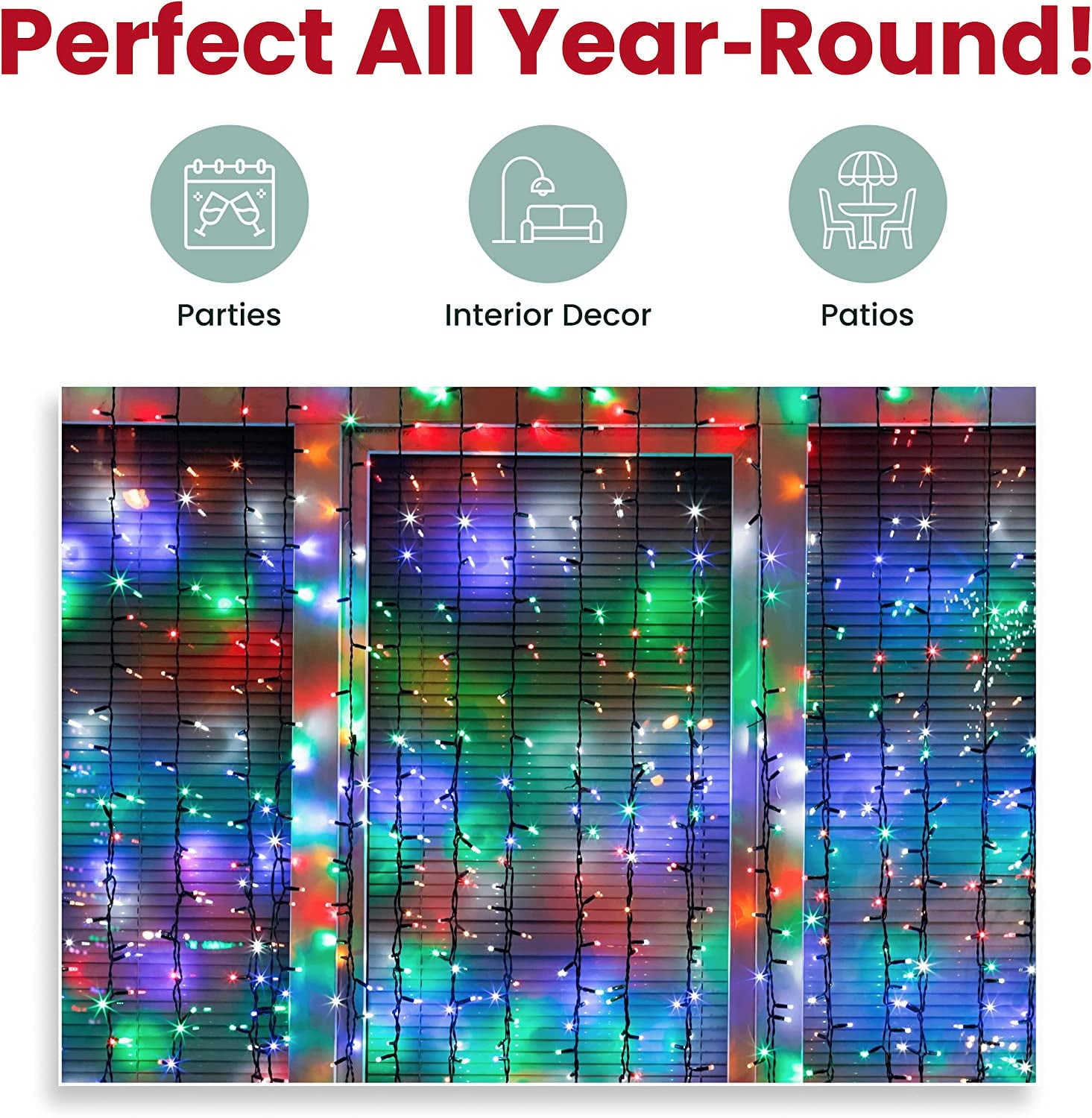 Christmas lights, indoor and outdoor 100 Multi color mini lights Xmas Tree Lights for Christmas Decorations, Wedding, Holiday, Party, Home UL certified 22FT