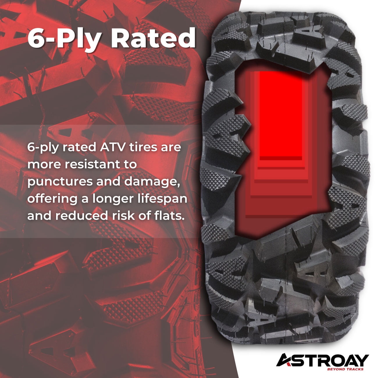 25 x 10 - 12 Astroay Knight Utility ATV/UTV Tire