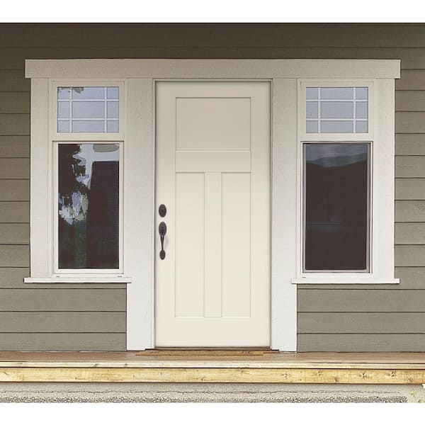 32 in. x 80 in. 3-Panel Craftsman Primed Steel Prehung Right-Hand Inswing Front Door