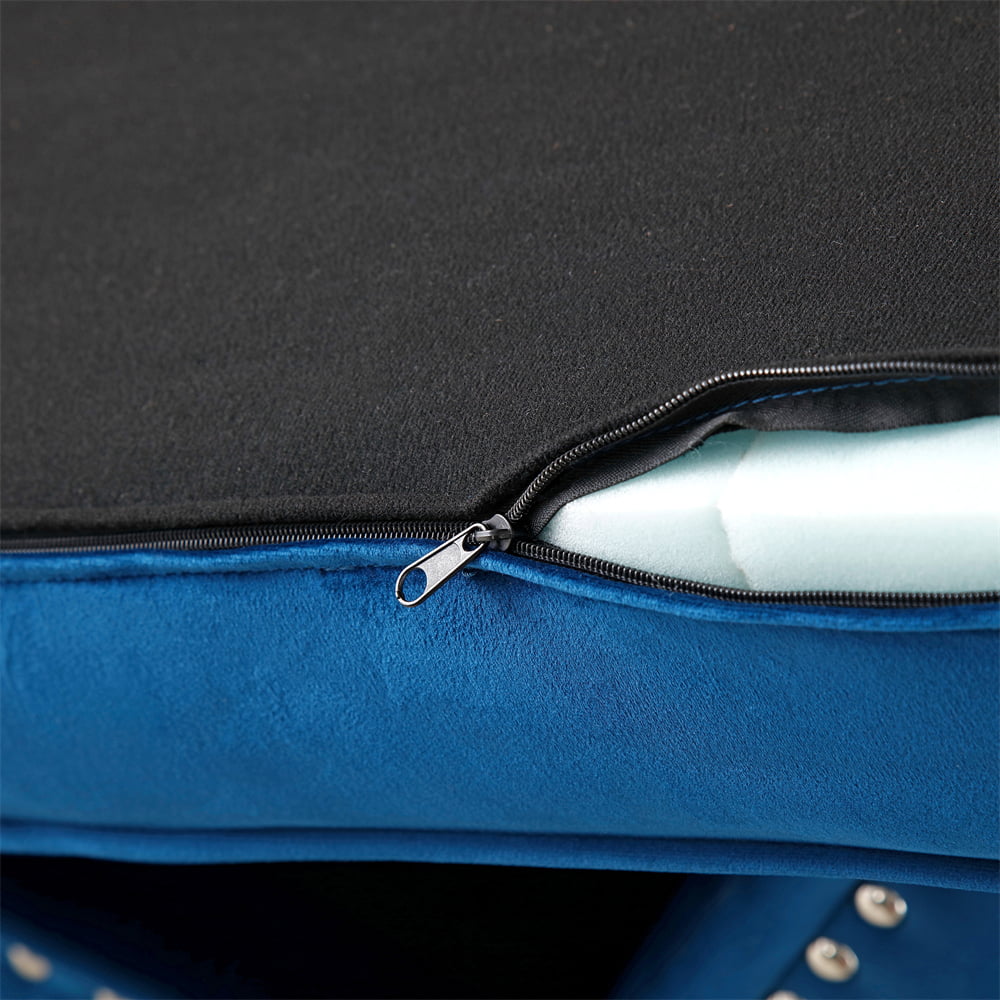 Mid Century Couch, 61inch Velvet Loveseat with 2 Pillows, Upholstered Sofa with Nailhead Trim and Roll Arm for Living Room Bedroom, 400LBS Weight Capacity, Blue