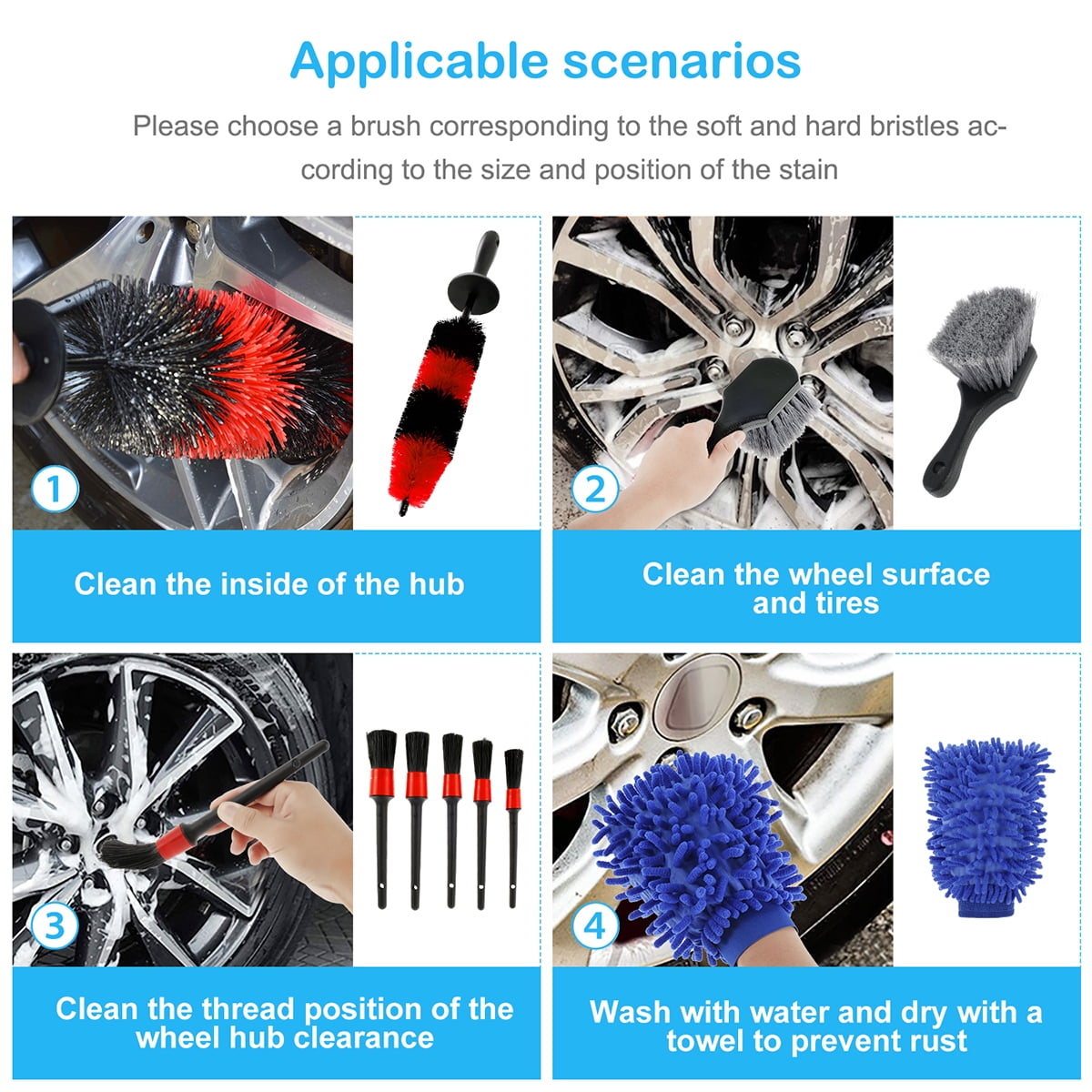 ODOMY 18pcs Car Wash Cleaning Tools Kit Car Detailing Set,Car Wash Kit Interior and Exterior with Car Detail Brushes, Tire Brush, Towels