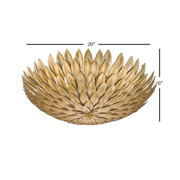 Heather I 20 in. 3-Light Gold Flush Mount