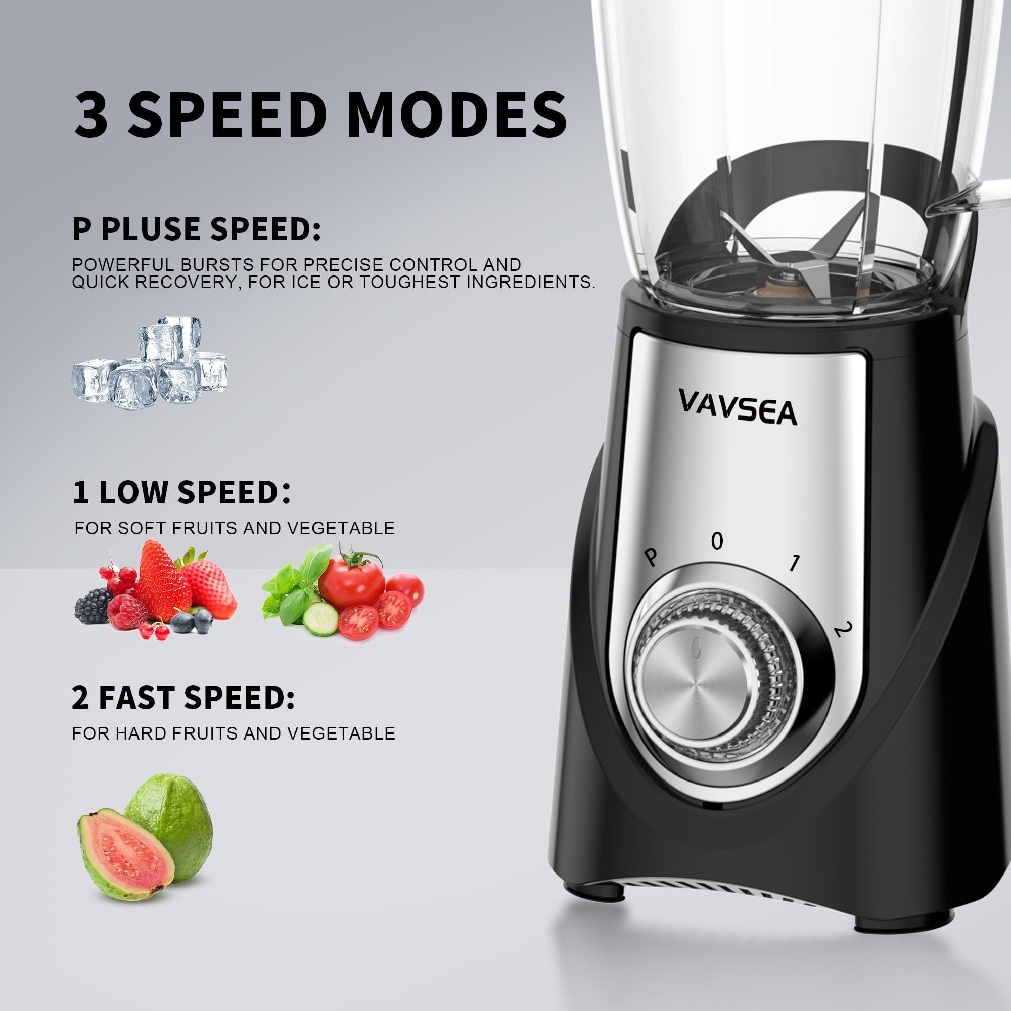 VAVSEA 1000W Smoothie Bullet Blender for Shakes and Smoothies, 3 IN1 Kitchen Personal Blenders and Grinder Combo for Protein Drinks, BPA-Free, 2 Speeds & Pulse