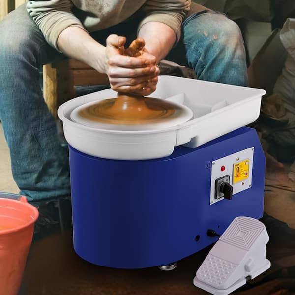 11 in. Pottery Wheel 350-Watt Art Craft DIY Clay Tool with Detachable Basin Foot Pedal Control for Art Craft Work, Blue